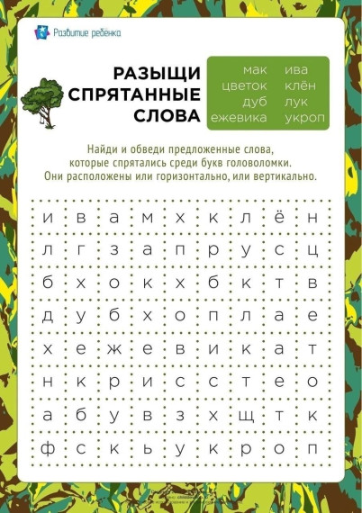 Головоломка «Найди спрятанные слова».