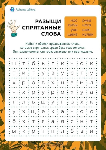 Головоломка «Найди спрятанные слова».