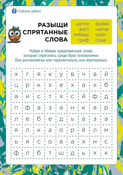 Головоломка «Найди спрятанные слова».